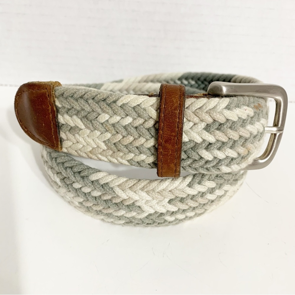 Northern Reflections Cotton Woven/Leather Belt Silver Tone Hardware Belt Buckle